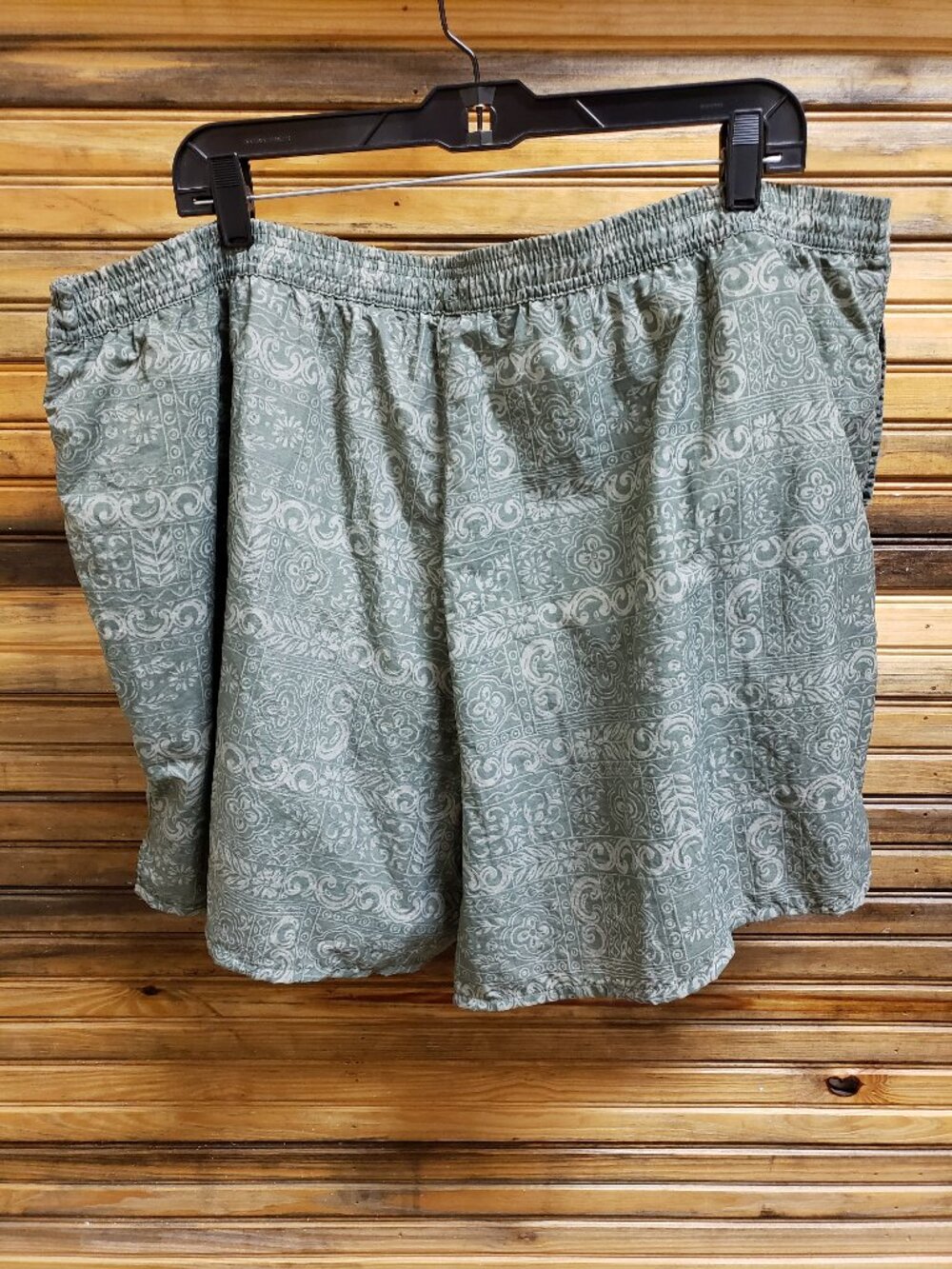 Laguna Men's 3X Swim Trunks Olive Green Patterned Mesh Lined Board Shorts
